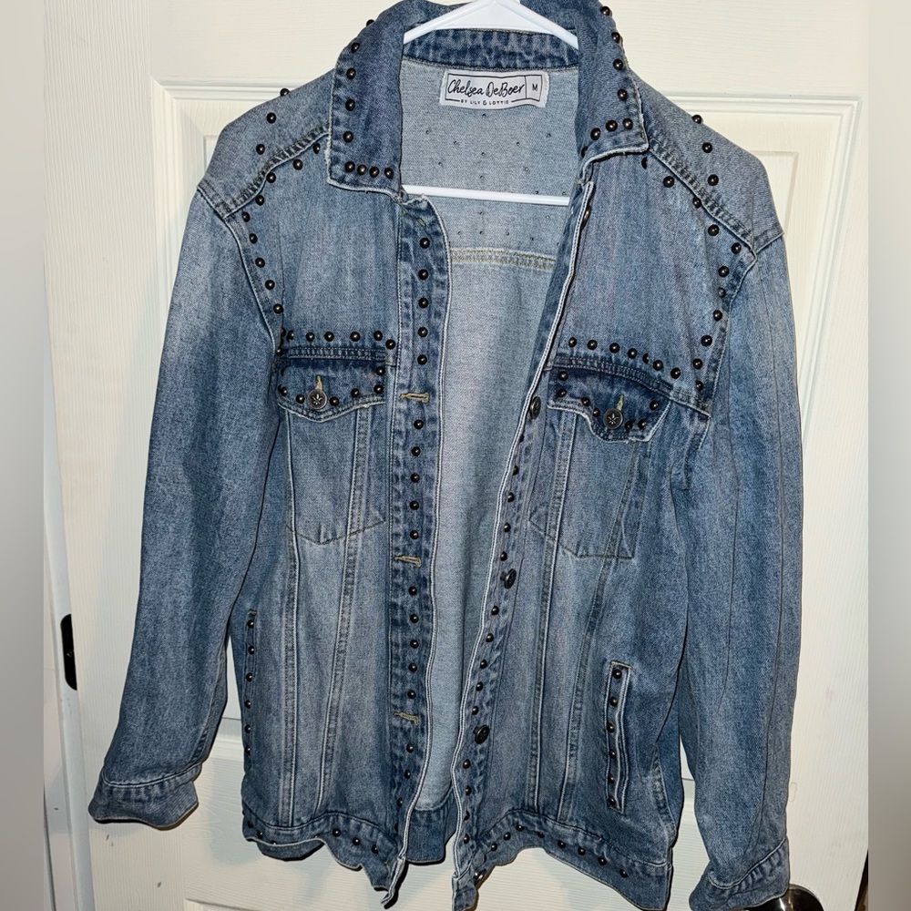 Lillie and Lottie by Chelsea Deboer Studded Blue Denim Jacket